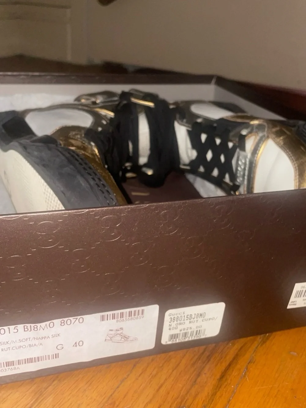 Gucci White and Gold Women's High-Top Sneakers